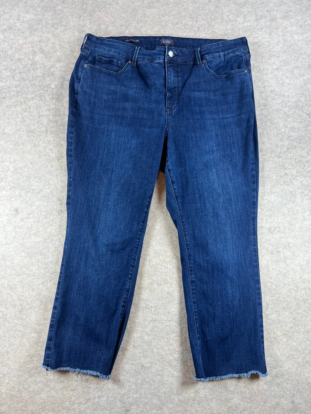 NYDJ Marilyn Straight Ankle Cropped Jeans High Rise Raw Hem Inspire Size 18W